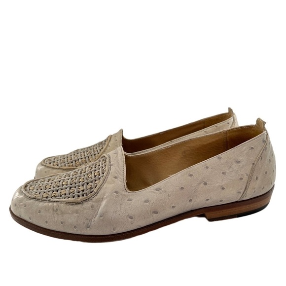 Kenneth Cole mens loafers 10 cream woven Italian ostrich quill vintage 80s 90s main image 7